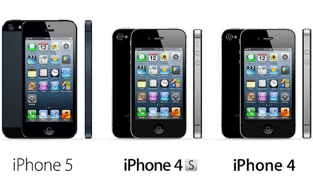 Compare iPhone 5 and 4s, 4